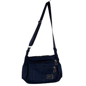 Soyater Nylon Crossbody Shoulder Bag Navy Blue Zip Pockets Handbag Purse